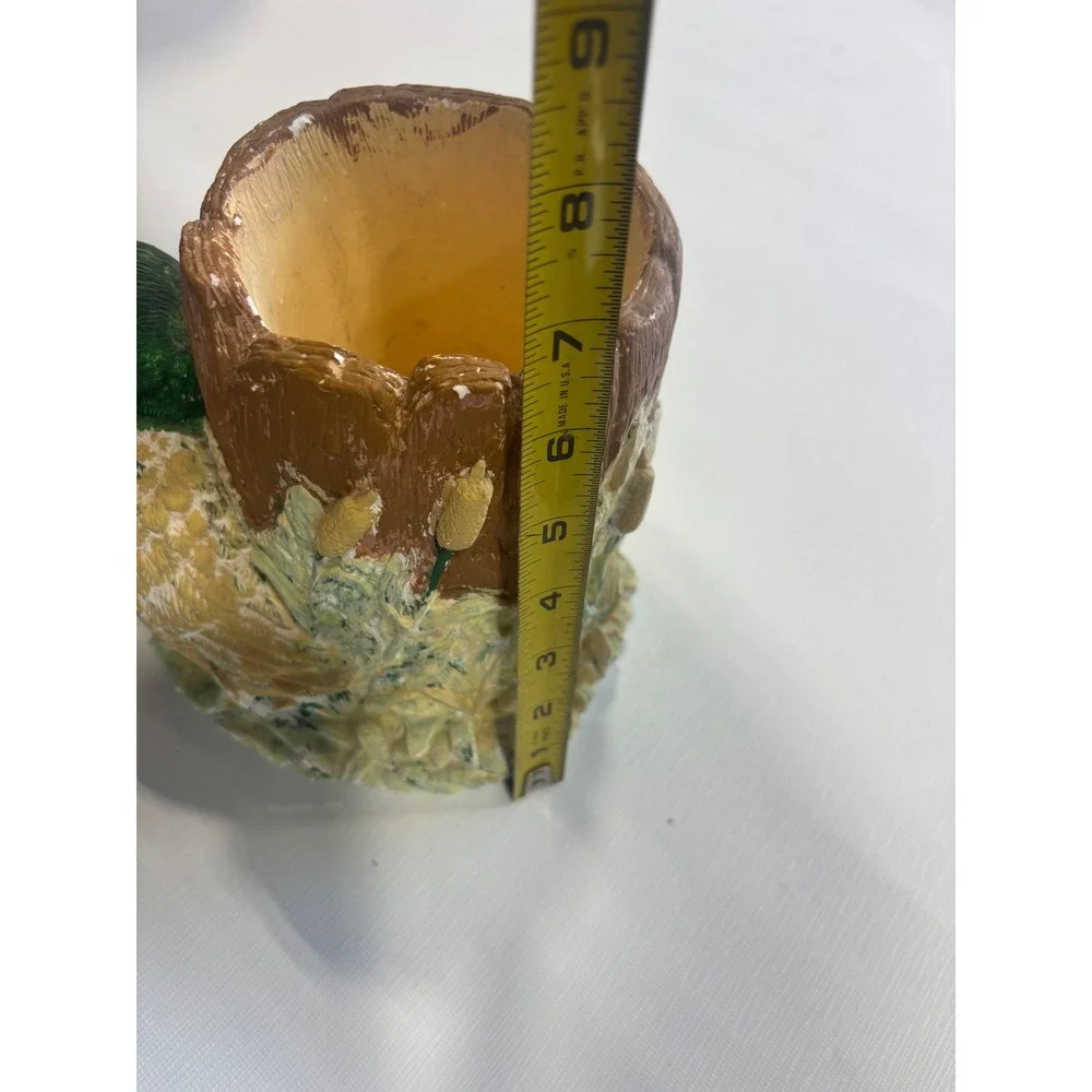 Mallard‎ Duck Tree Stump Planter Pencil Holder Rustic Cabin Decor 7 Inch
